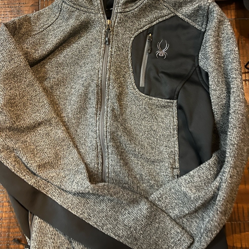 Spyder Men’s Heather Gray & Black Zip-Up Sweater